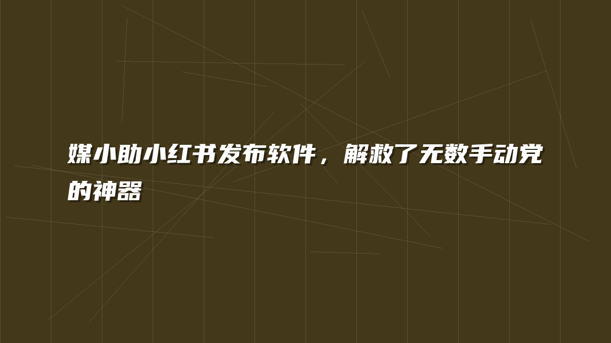 媒小助小红书发布软件，解救了无数手动党的神器