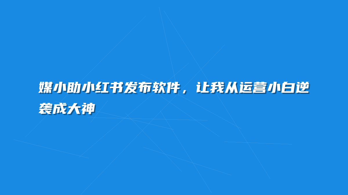 媒小助小红书发布软件，让我从运营小白逆袭成大神