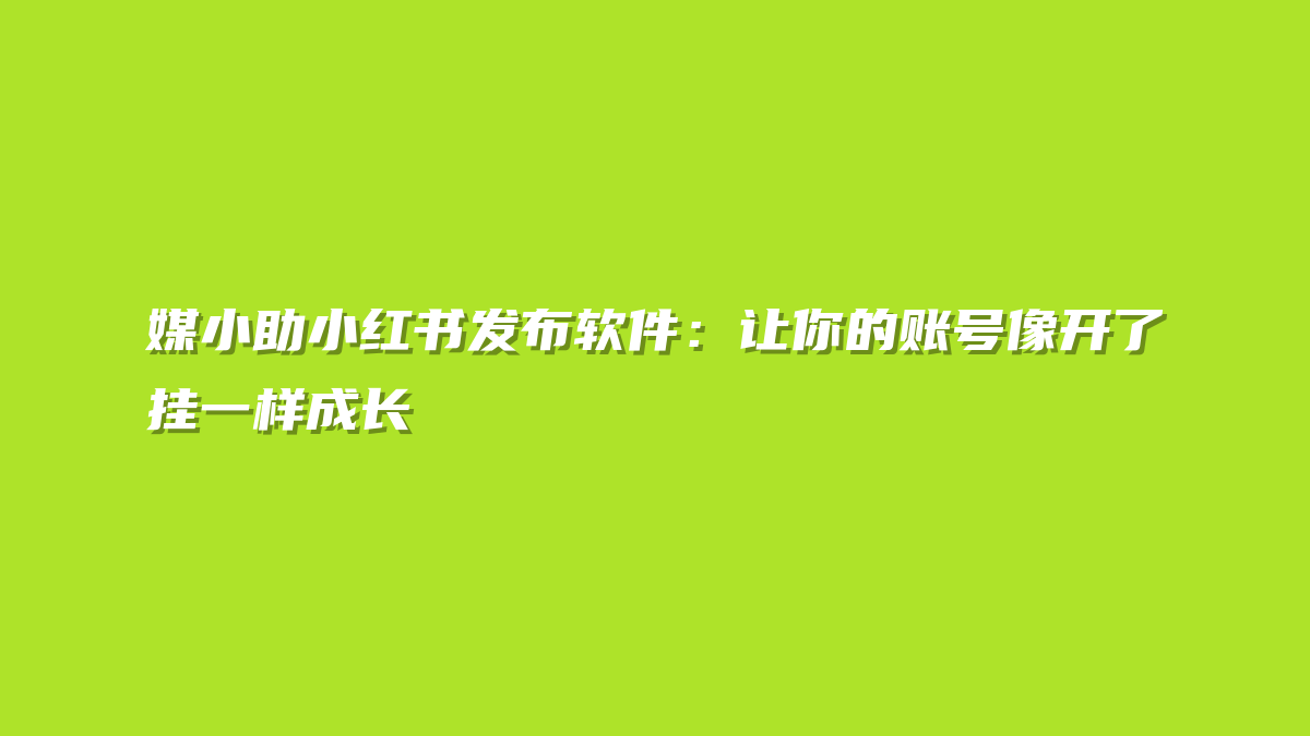 媒小助小红书发布软件：让你的账号像开了挂一样成长