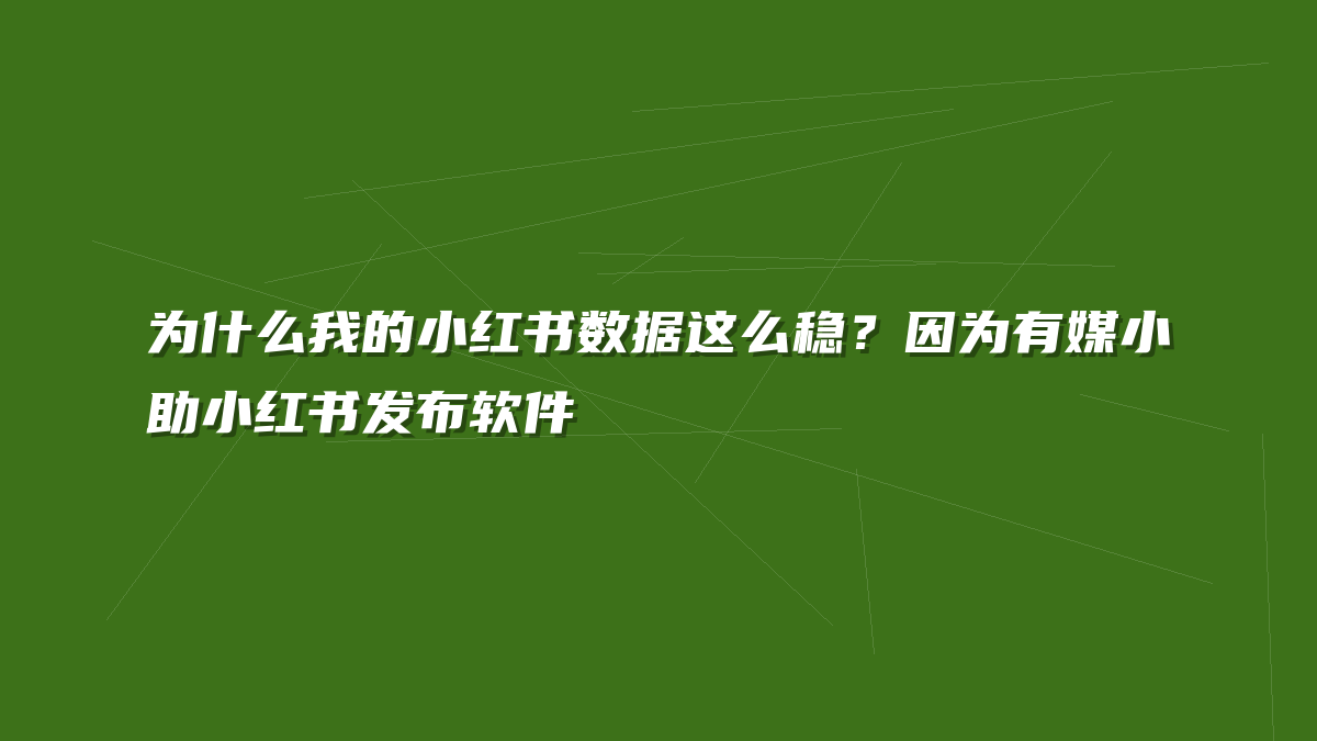 为什么我的小红书数据这么稳？因为有媒小助小红书发布软件