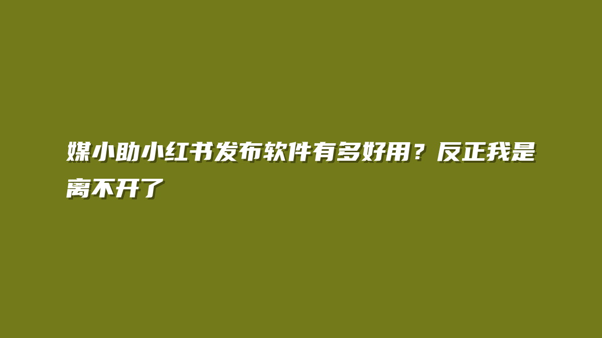 媒小助小红书发布软件有多好用？反正我是离不开了