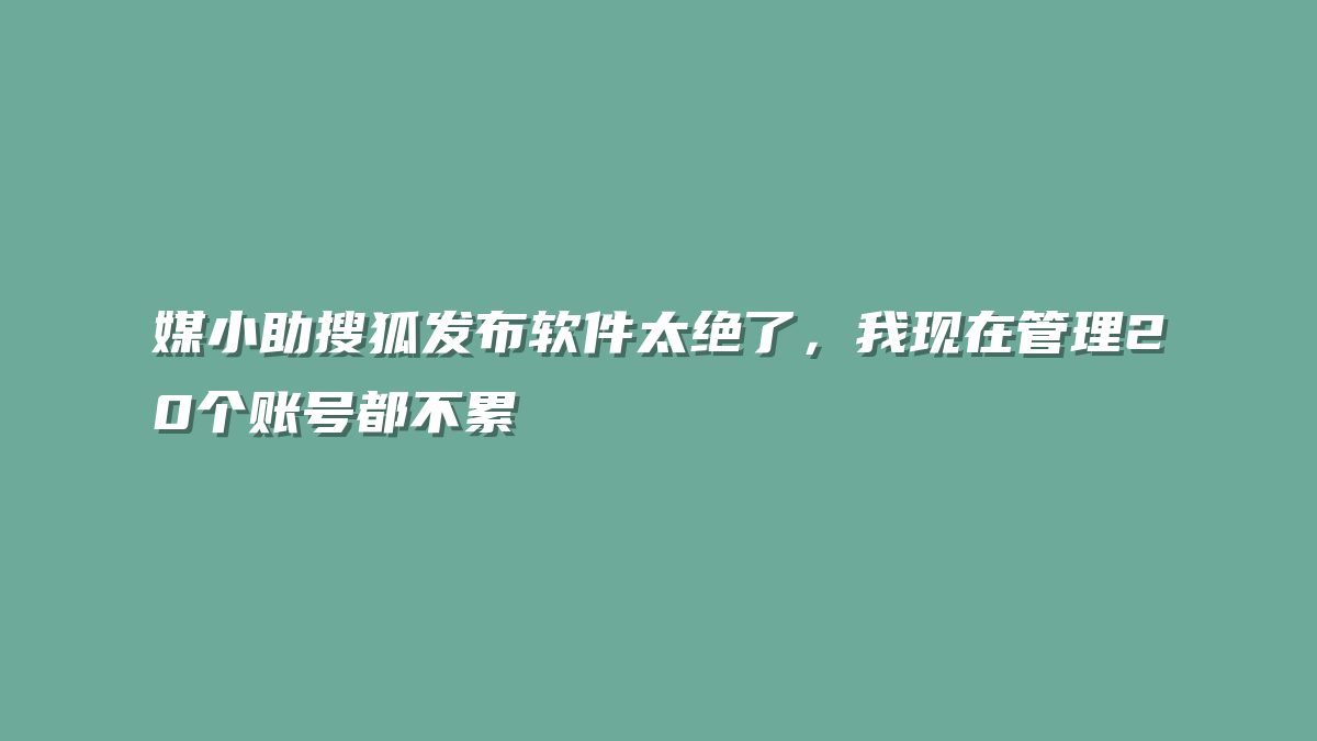 媒小助搜狐发布软件太绝了，我现在管理20个账号都不累