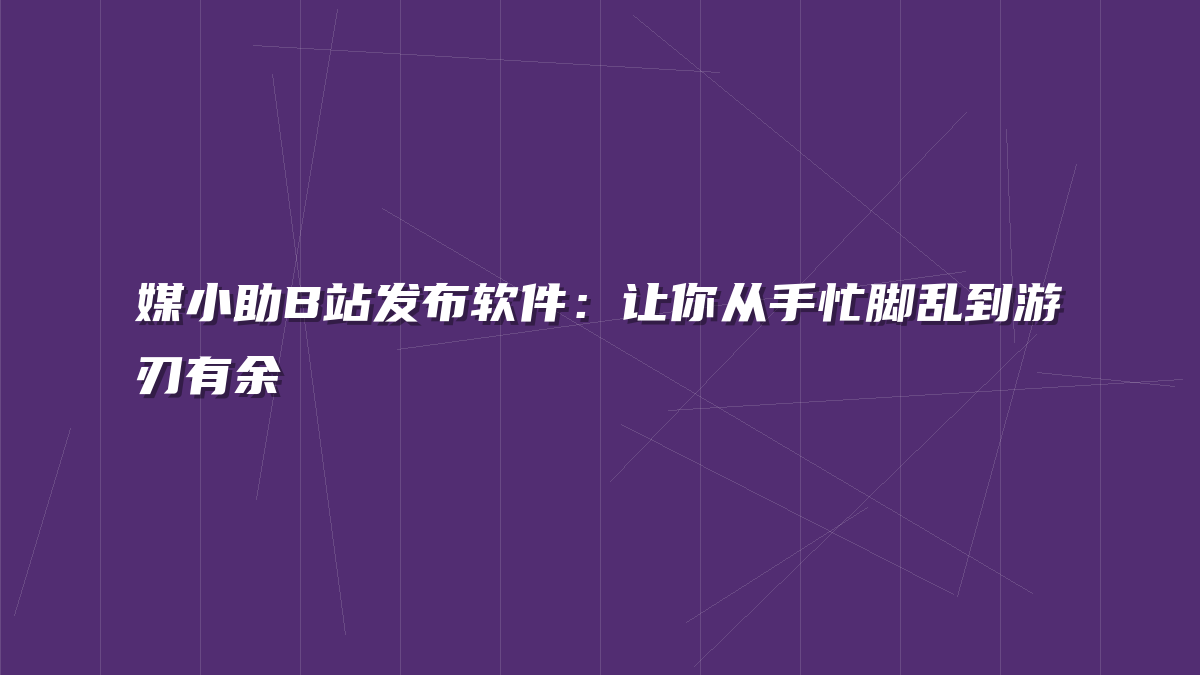 媒小助B站发布软件：让你从手忙脚乱到游刃有余