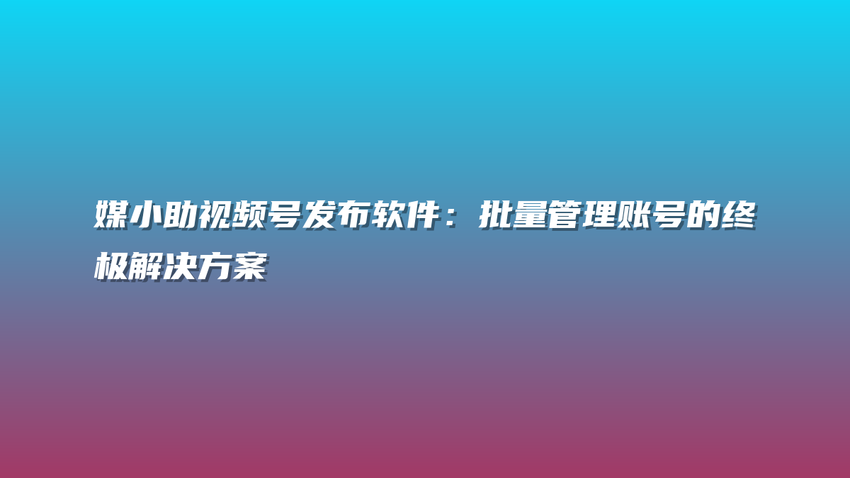 媒小助视频号发布软件：批量管理账号的终极解决方案
