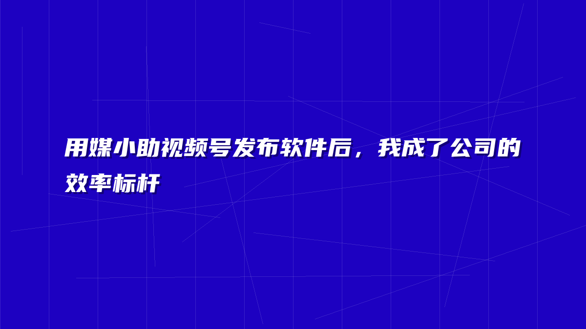 用媒小助视频号发布软件后，我成了公司的效率标杆