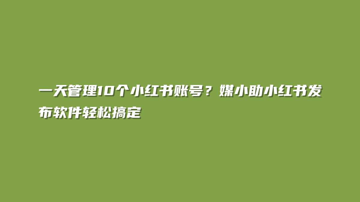 一天管理10个小红书账号？媒小助小红书发布软件轻松搞定