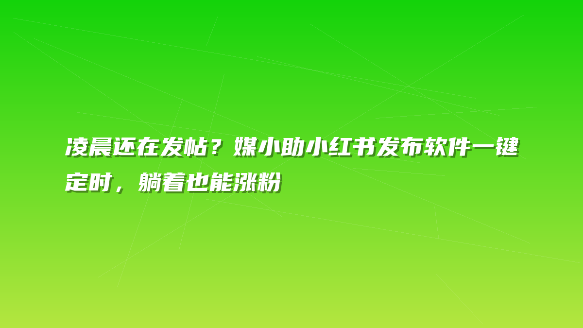 凌晨还在发帖？媒小助小红书发布软件一键定时，躺着也能涨粉
