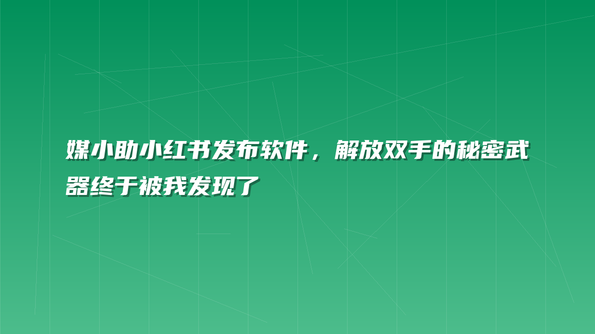 媒小助小红书发布软件，解放双手的秘密武器终于被我发现了