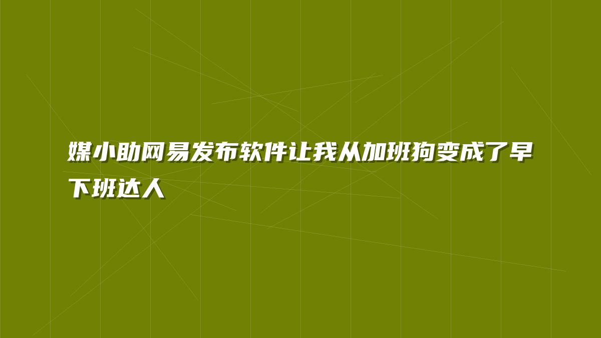 媒小助网易发布软件让我从加班狗变成了早下班达人