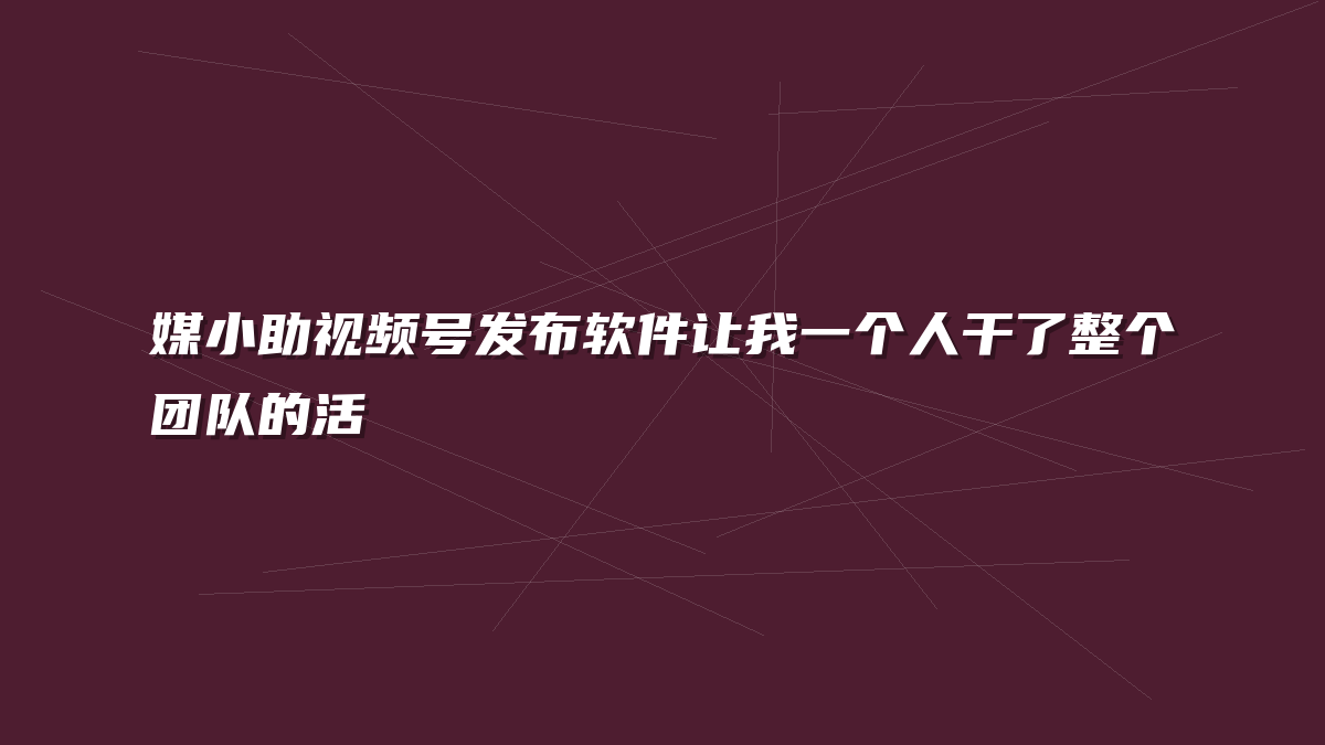 媒小助视频号发布软件让我一个人干了整个团队的活