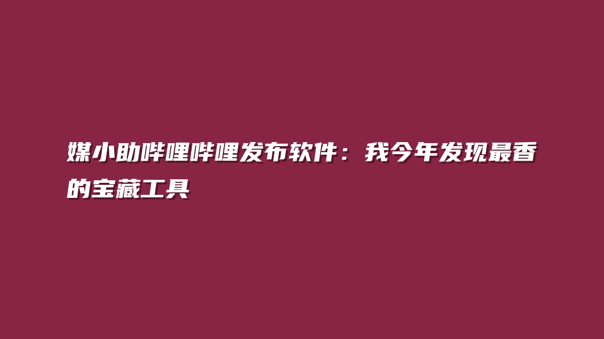 媒小助哔哩哔哩发布软件：我今年发现最香的宝藏工具