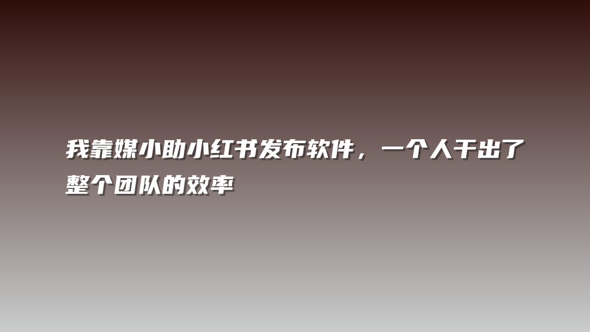 我靠媒小助小红书发布软件，一个人干出了整个团队的效率