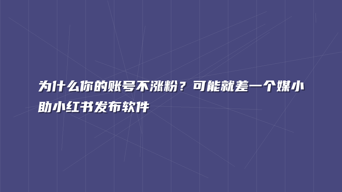 为什么你的账号不涨粉？可能就差一个媒小助小红书发布软件