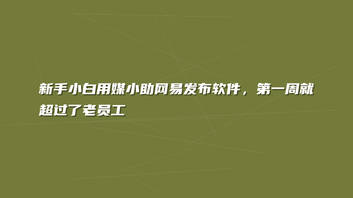 新手小白用媒小助网易发布软件，第一周就超过了老员工