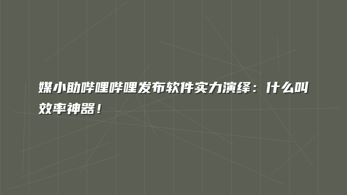 媒小助哔哩哔哩发布软件实力演绎：什么叫效率神器！