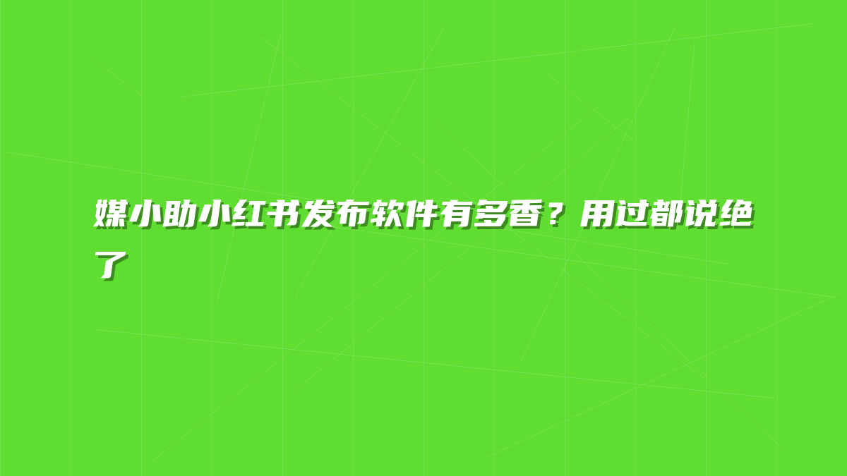 媒小助小红书发布软件有多香？用过都说绝了