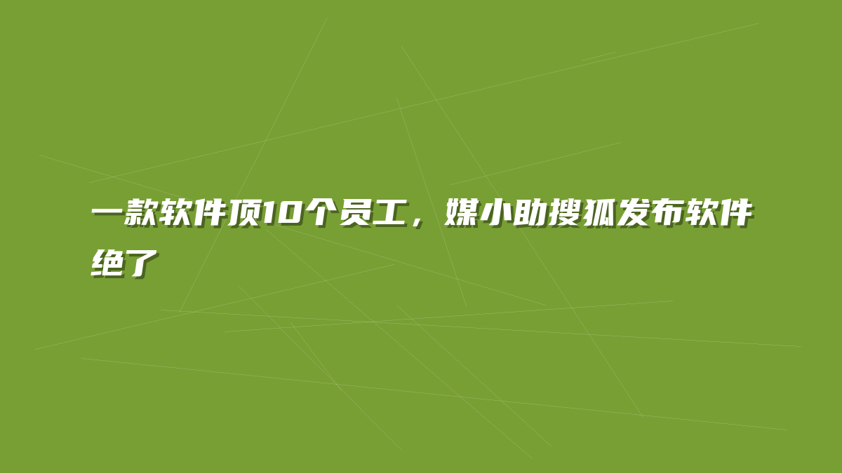 一款软件顶10个员工，媒小助搜狐发布软件绝了