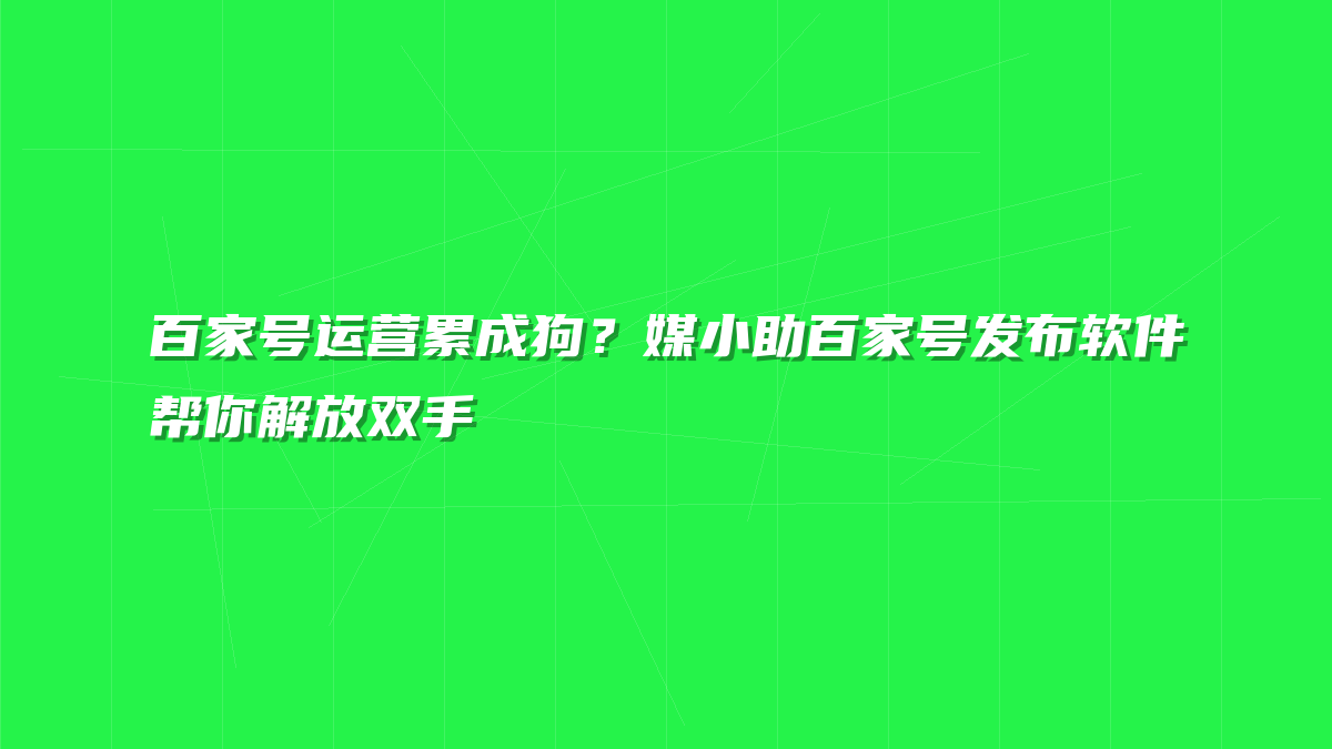 百家号运营累成狗？媒小助百家号发布软件帮你解放双手