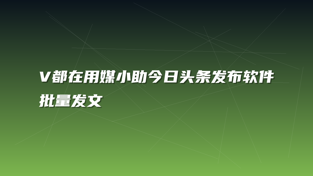 V都在用媒小助今日头条发布软件批量发文