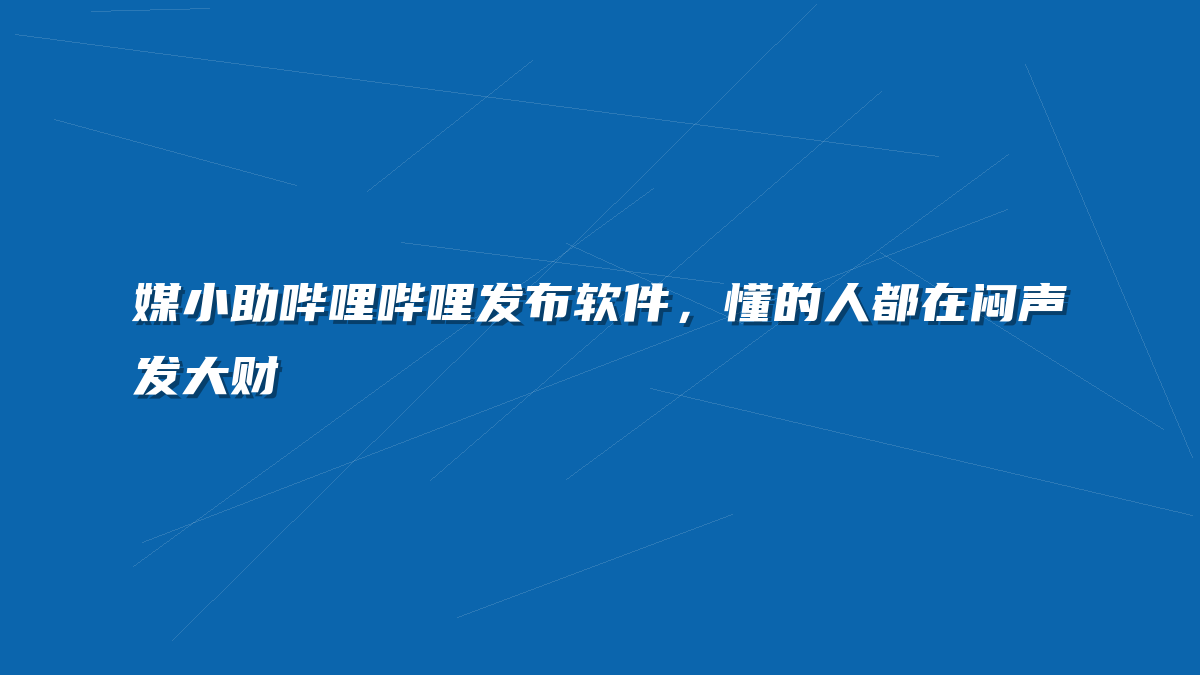 媒小助哔哩哔哩发布软件，懂的人都在闷声发大财