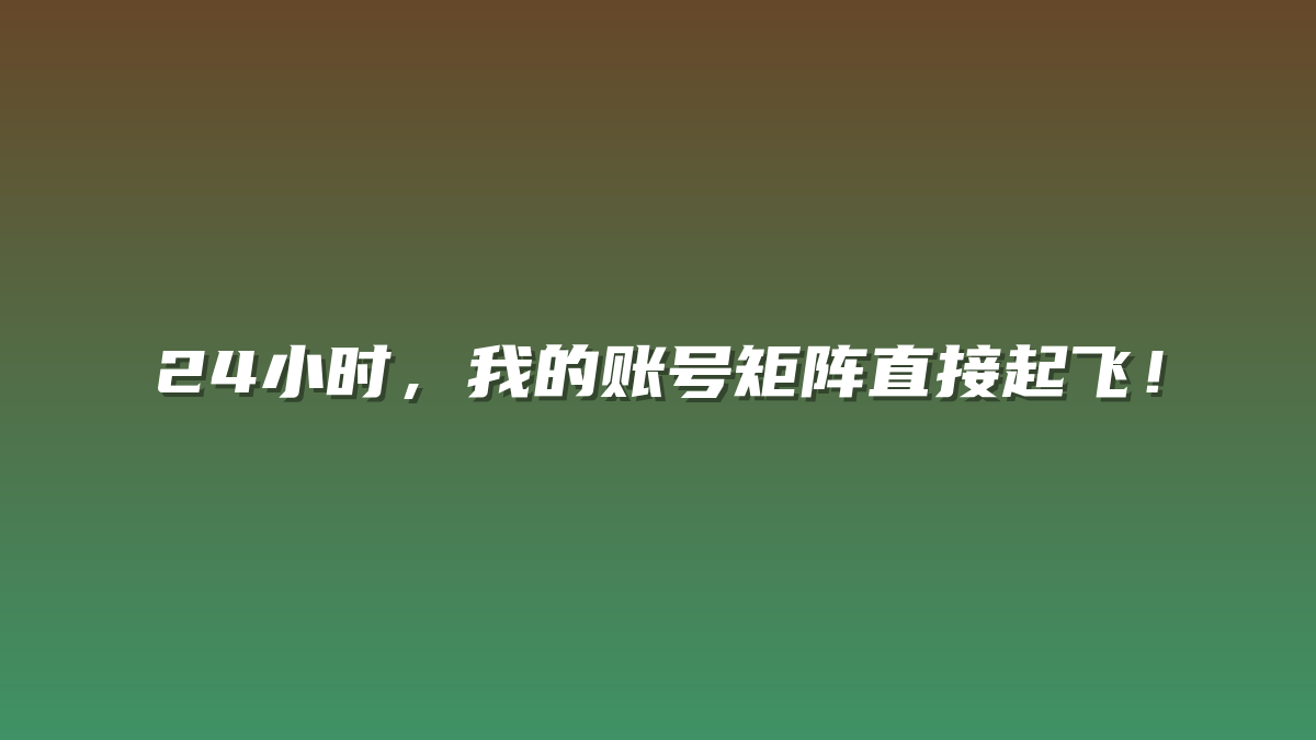 24小时，我的账号矩阵直接起飞！