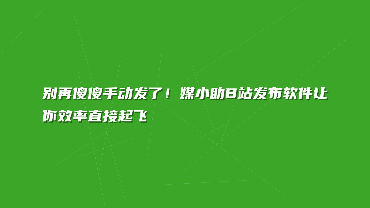 别再傻傻手动发了！媒小助B站发布软件让你效率直接起飞