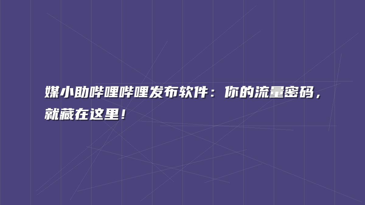 媒小助哔哩哔哩发布软件：你的流量密码，就藏在这里！