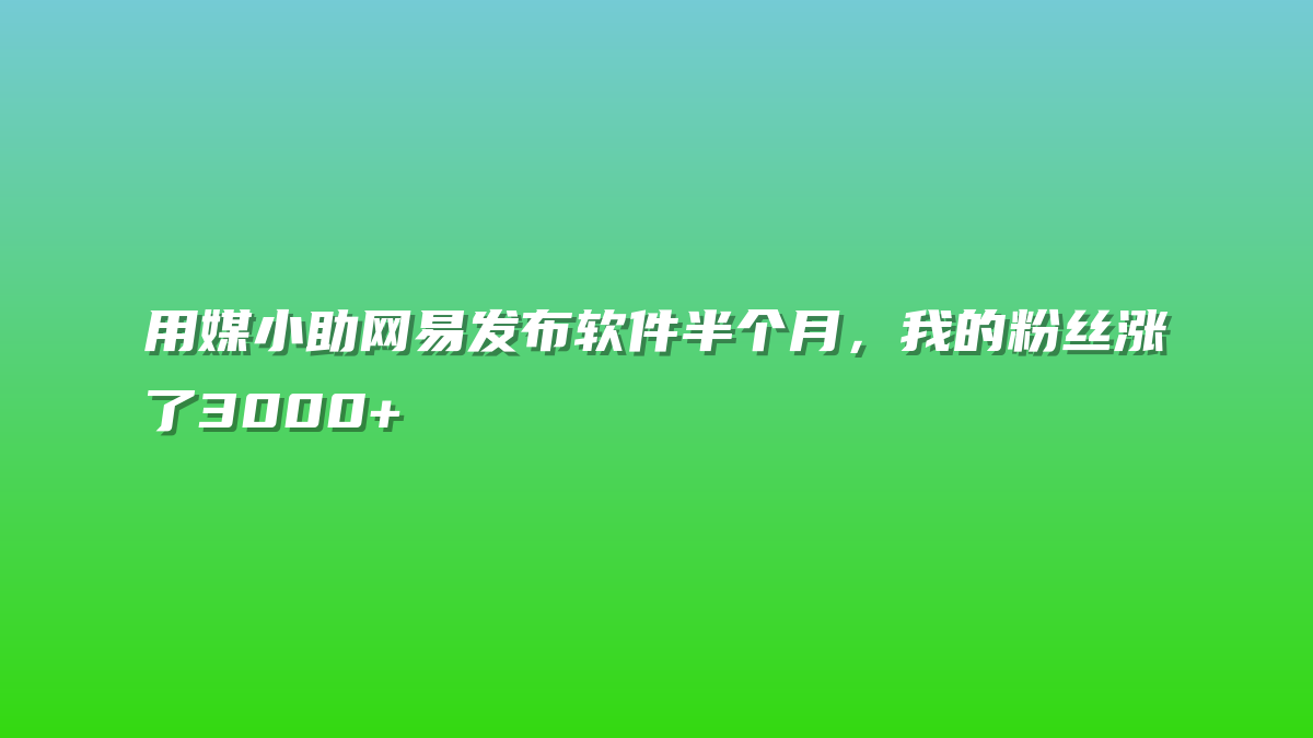 用媒小助网易发布软件半个月，我的粉丝涨了3000+