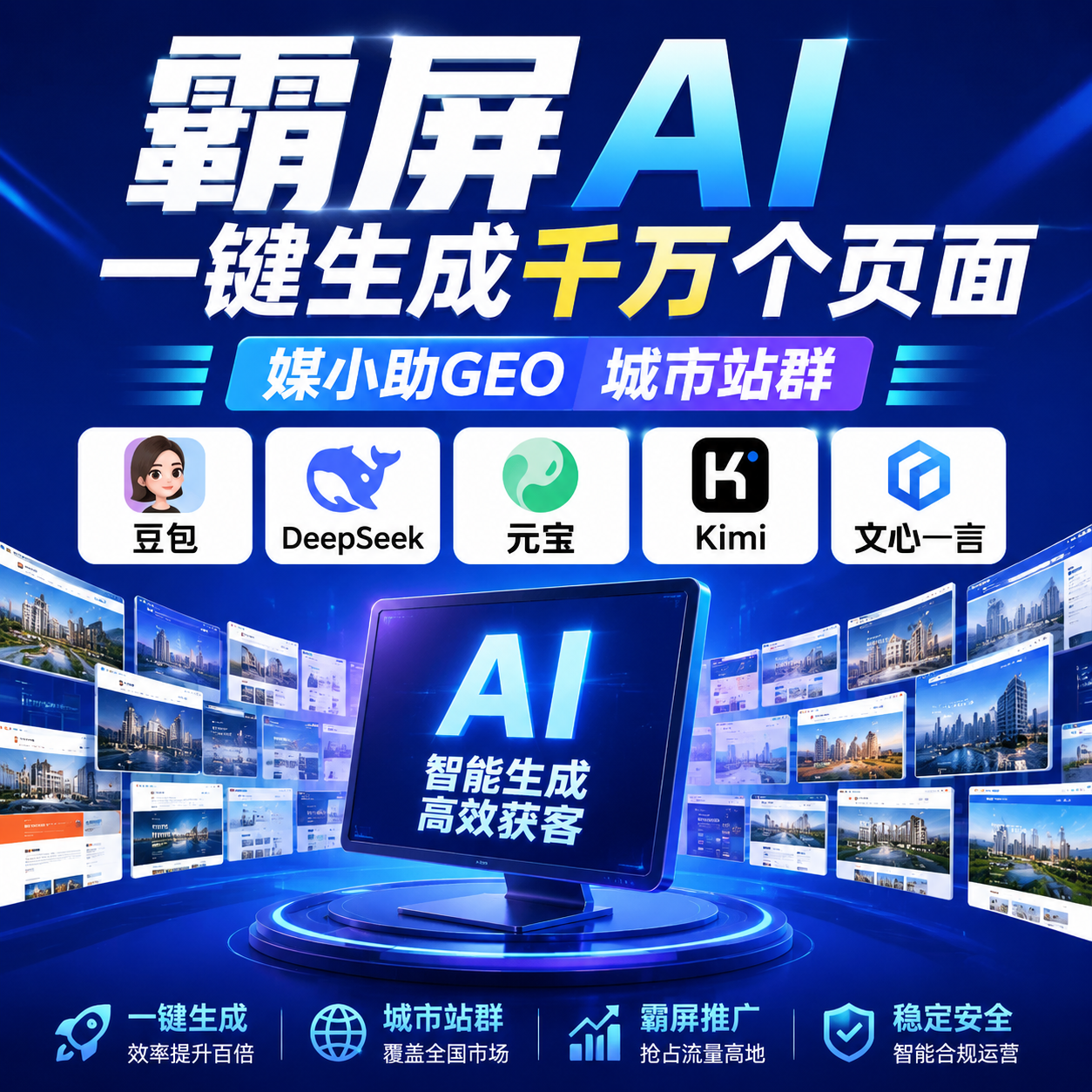 城市站群批量建站系统  GEO霸屏程序  永久授权