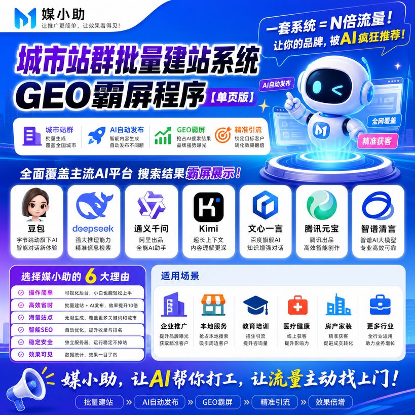 城市站群批量建站系统  GEO霸屏程序  永久授权【单页版】